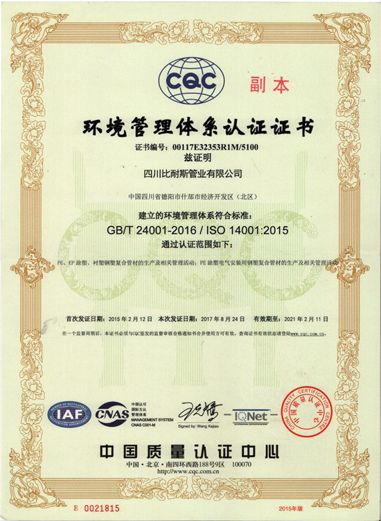 企业环境管理体系证书